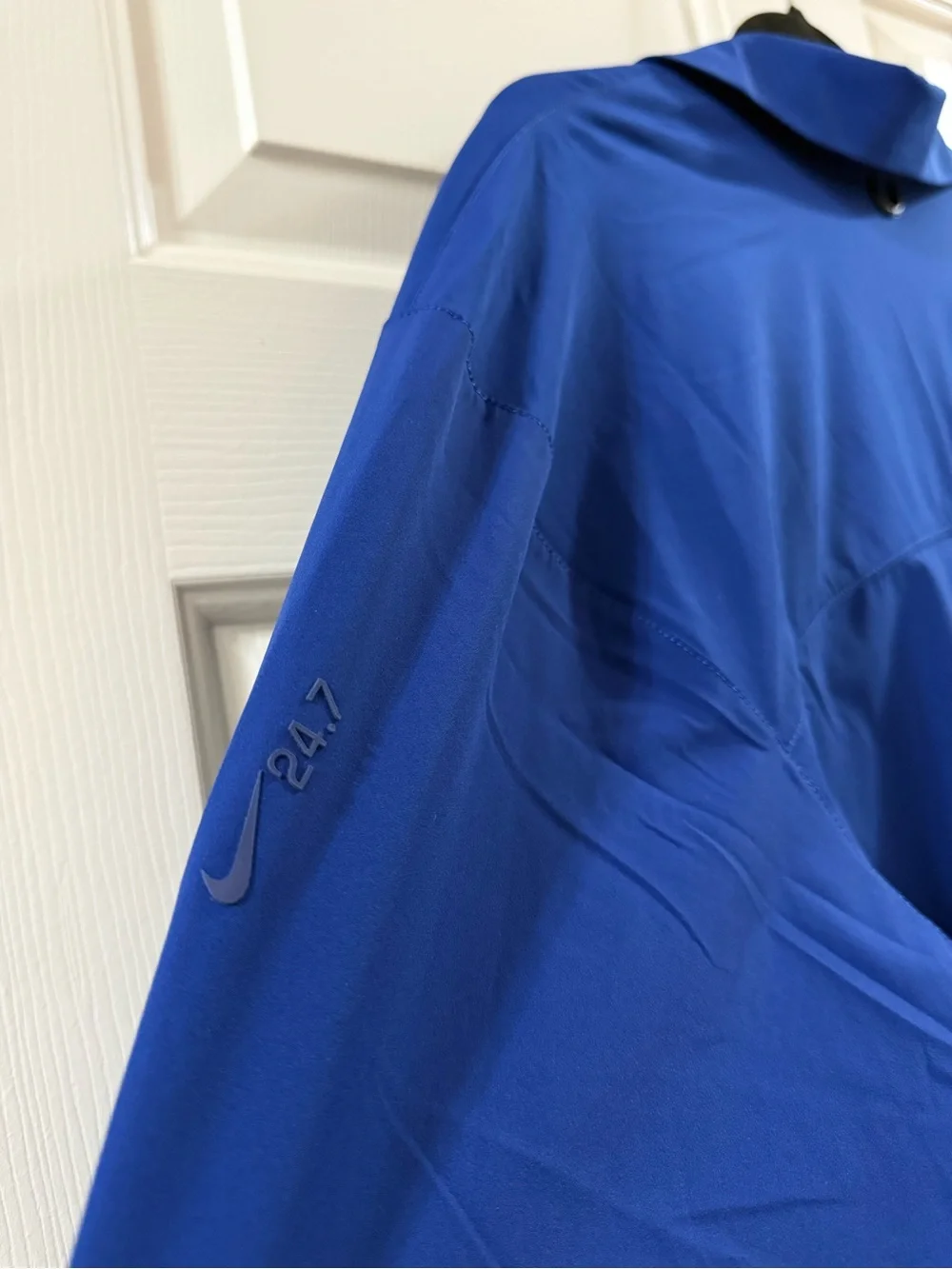 Nike 24.7 Dri-FIT Button Down Shirt Blue Oversized Stretch Women S